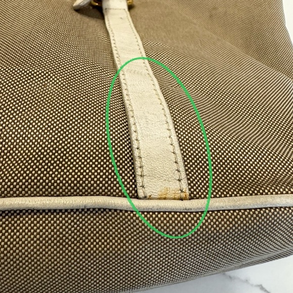 💯 Authentic Prada Beige/Brown Jacquard Logo Canvas and Leather Bow Top handle - Picture 14 of 16